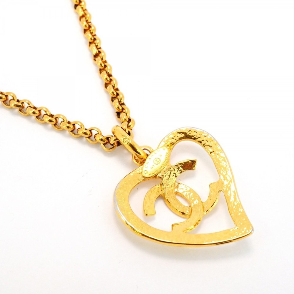 Chanel Necklace Coco Mark Heart Motif GP Plated Gold Ladies - Picture 2 of 7